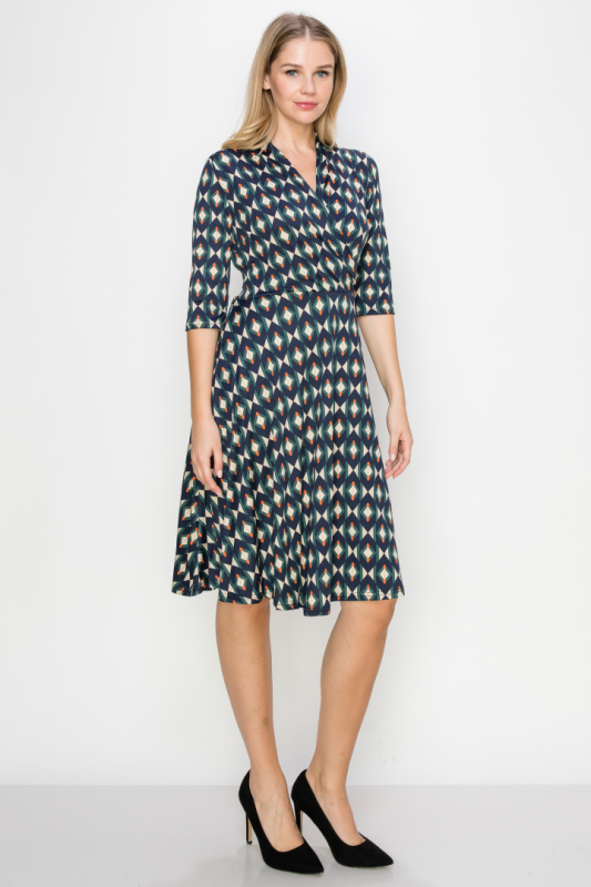 Greenwich Print Wrap Dress